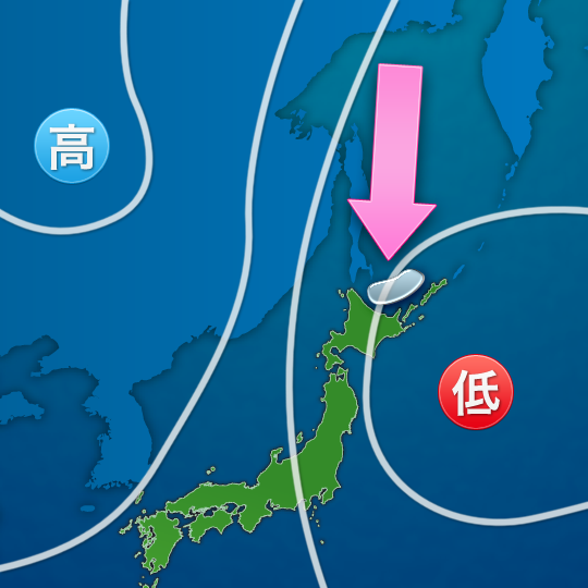 流氷の接近する日の天気図
