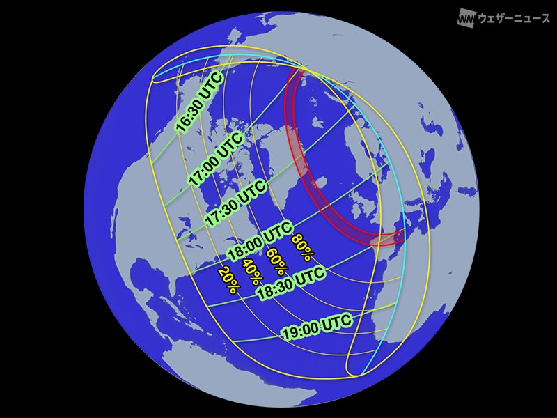 Areas where a solar eclipse can be observed in 2026